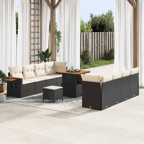 Teenpull – Gartensofa-set 11 Stk. Schwarz Poly-Rattan (1/5)