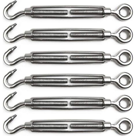 lot de 6 tendeurs à câble en acier inoxydable M4 – Tendeurs réglables robustes avec crochet et œil