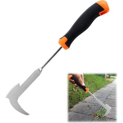 (Orange) Désherbeur manuel en acier inoxydable de 34 cm, arrache-mousse pour enlever la mousse et les mauvaises herbes des joints de pavage, outils de jardinage (1/5)