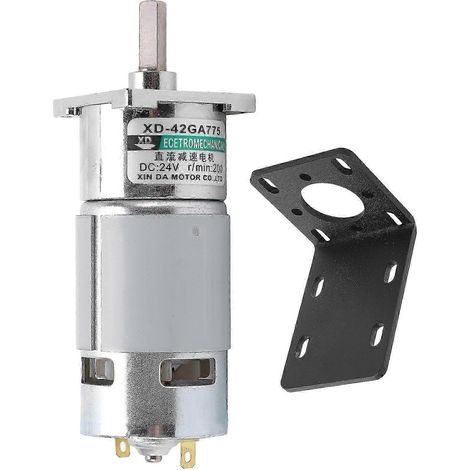 Moteur à engrenages CC 24V, faible vitesse 200 tr/min, aimant permanent avec support, contrôle CW/CCW, XD42GA755 pour sport et bricolage. (1/4)