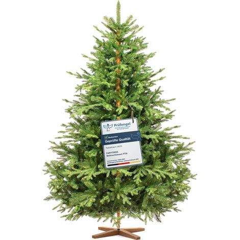 Sapin de Noël artificiel 180 cm – Forme en cloche – Rameaux en PE pour réalisme – Pied en bois massif – Fabriqué en Europe – Fairytrees