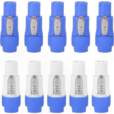 Connecteur mâle 3 broches x10, prise 20A 250V CA, bleu, compatible Speakon, pour enceintes et équipements audio professionnels (1/4)