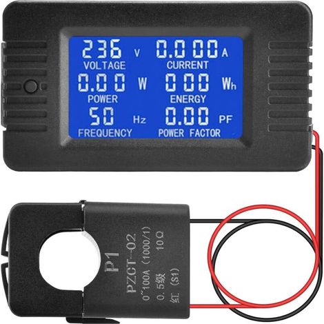 AC 80-260V 100A Digital LCD Voltmeter Ammeter, 6 in 1 Power Meter Household Electricity Meter Panel, Open-circuit CT Power Meter