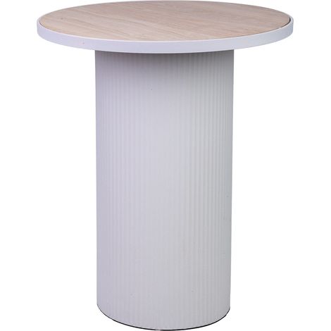 Mesa auxiliar de metal blanco y madera 46x46x56h cm (1/5)