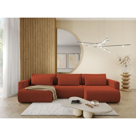 Wohnlandschaft Sofa mit Schlaffunktion CHAIRA Stoff Curio Ziegelrot (1/4)