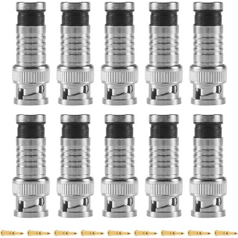 10 pcs BNC Connecteur de compression pour Coax RG59 Cable CCTV Cameras