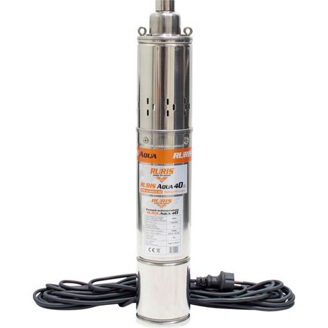 Pompe submersible 750W – Débit 1,8 m³/h – Hauteur de refoulement 100 m – Câble 15 m – Eaux claires, inox anticorrosion – Ruris