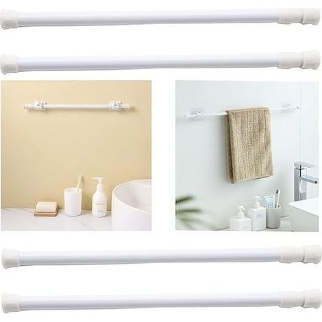 2 Pièces Tringle Télescopique, Tringle à Rideau, Porte-Serviettes Extensible, Tige de Tension sans Perçage, Extensible de 55 à 90 cm, pour Salles de Bains, Cuisines, Salon, pour Suspendre Servie (1/5)