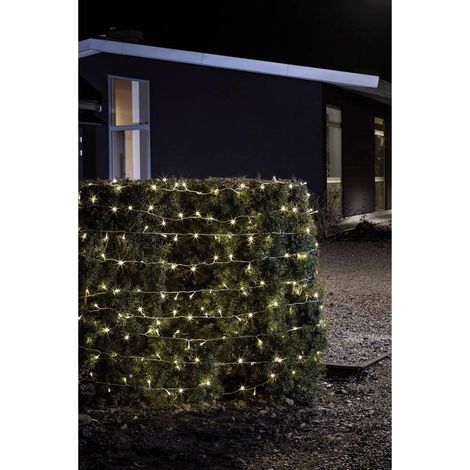 Guirlande d'Eclairage Extérieur sur Pile avec Interrupteur 240 LED Blanc Chaud/Câble Transparent
