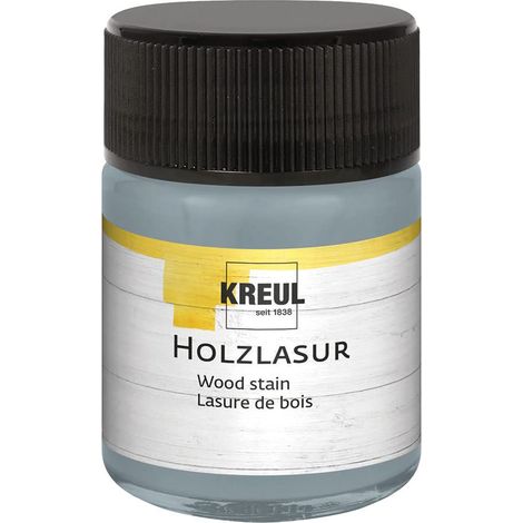 Lasure acrylique pour bois aux couleurs intenses, pot de 50 ml en gris argenté, pour bois naturel non traité et papiers naturels absorbants, fluide - peinture liquide à base d'eau (1/3)