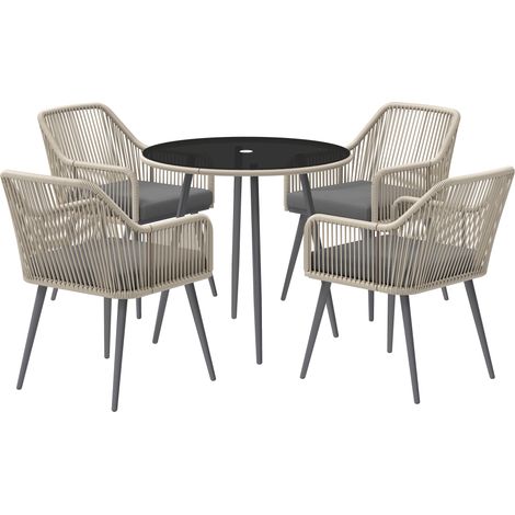 Outsunny Mobili da Giardino 5 pz con 4 Sedie da Esterno e Tavolo Rotondo