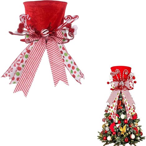 Gorro de copa navideño plegable y compresible con lazo rosa, gorro de hombre de jengibre, decoración de estrella para árbol de Navidad, gorro de estrella azul para árbol de Navidad (1/5)