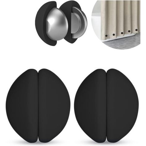 Aimants pour Rideau de Douche - Poids Anti-Flottement en Silicone, Résistants à la Rouille, Fixation Facile, Empêchent la Doublure de Bouger (Noir - 1 Paires)