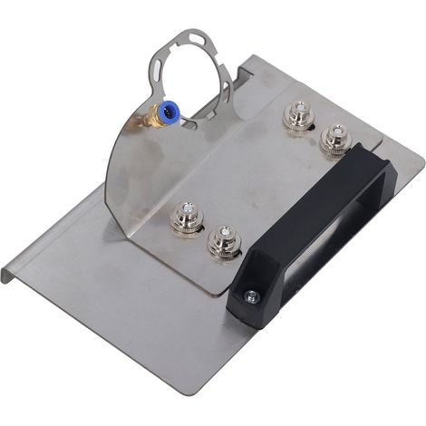 Support pour meuleuse angulaire acier inoxydable, socle coupe carrelage chanfrein 45°, fixation disqueuse (1/5)