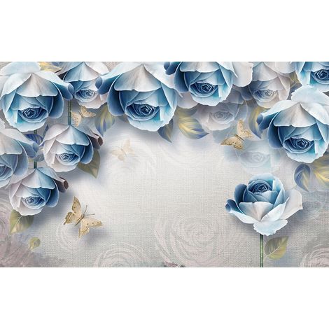 Papier peint panoramique - Roses 3D - 130 cm x 81 cm (1/2)