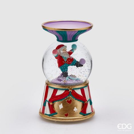 EDG Enzo De Gasperi Portacandela Natale Sferacqua Circo con Led Musica Movimento H 19 Cm
