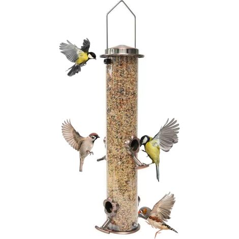 Mangeoire pour Oiseaux Extérieur - Distributeur de Graines pour Jardin, Cadeau pour Amateurs d'Oiseaux (1/5)