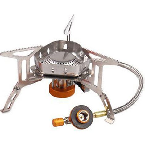 Estufa de camping Laspi, estufa de gas para camping de 3500 W, quemador de camping plegable resistente al viento con encendido piezoeléctrico, utilizada para senderismo, camping, pesca y picnics (1/5)