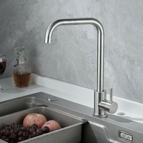 Rubinetto da cucina in acciaio inox, miscelatore da cucina a leva singola con rotazione a 360°, uscita acqua alta (1/4)