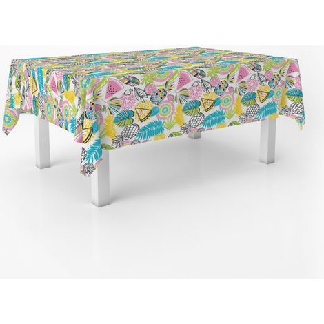 Nappe Toile cirée Anti-Taches Lavable Ronde 140 cm Juicy Bleu (1/4)