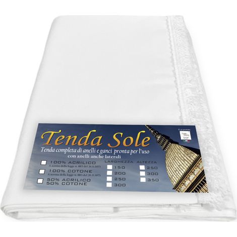 TENDA SOLE DA esterno GIARDINO balcone BIANCO Unito in Acrilico CONFEZIONATA in 6 Misure Cm. 200 x 250