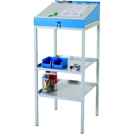 PROVOST - Pupitre d'atelier réglable en acier - Structure robuste avec tablettes basse et intermédiaire