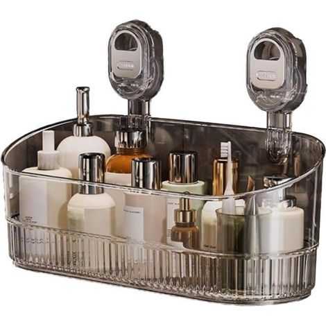 Étagère murale d'angle sans perçage Boîte de rangement à aspiration de fond puissante, pour cuisine, salle de bain, douche intér (1/4)