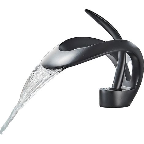 Rubinetto per lavabo da bagno, materiale in ottone, funzionamento monocomando, nero, ottone (1/2)