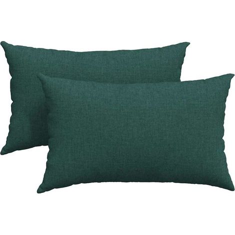 Coussins de canapé, 2 pièces, vert foncé, 50 x 30 cm, tissu. (1/5)