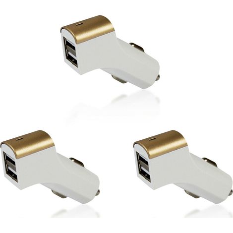 3x FX Factory Powabud Twin Socket USB 2.1A Car Charger [Gold] (1/2)