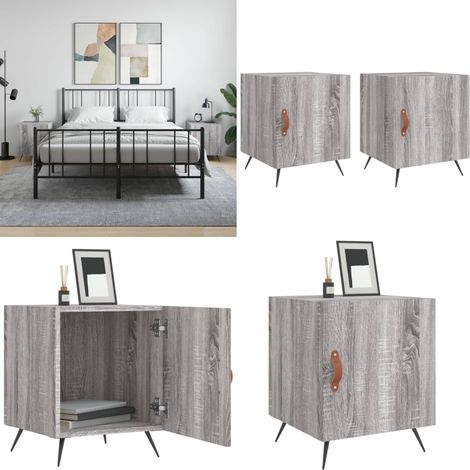 Nachttische 2 Stk. Grau Sonoma 40x40x50 cm Holzwerkstoff - Nachttisch - Wohnzimmermöbel - Beistelltisch - Grau - Holzmöbel - Home & Living (1/5)