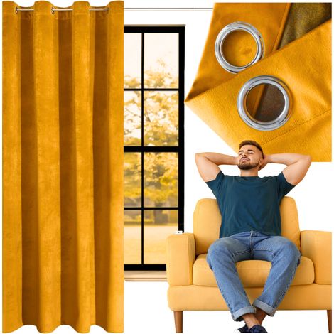 Rideau en velours prêt à poser 140 x 250 cm avec œillets, épais, occultant, MORE&DECO (1/5)