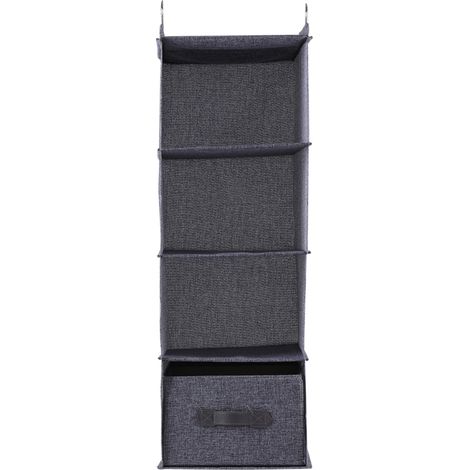 Organizador de armario colgante, 4 estantes con cajón (gris)
