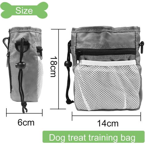 Sac à friandises pour chien, sac de dressage pour chien, sac à bandoulière réglable avec distributeur de sacs à crottes, pour transporter des jouets et des friandises, Taille du produit : 18146cm (gri (1/4)
