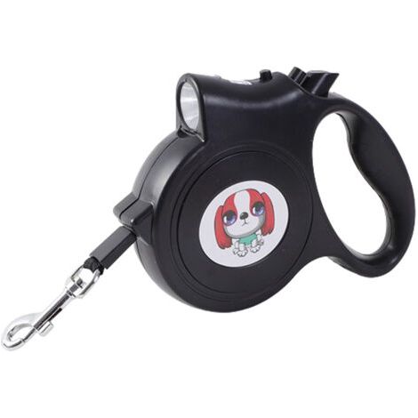 Laisse extensible pour chien, laisse extensible avec lumière, laisse extensible pour chien, 5 m, noire, blocage à un bouton, laisse extensible pour chat. T-Audace (1/5)