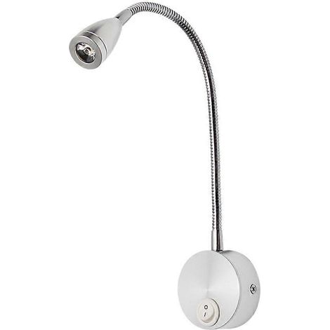 Lampe de chevet LED flexible à col de cygne, applique murale, veilleuse pour chambre (argent brossé, blanc, 3 W) (1/4)