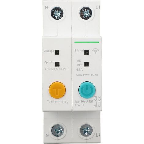 Disjoncteur WiFi 2P 63A 230V AC 30mA Protection différentielle Minuterie Commande à distance MCB (1/5)
