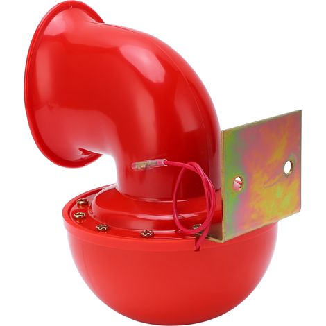 Klaxon électrique 150 dB rouge, type corne de taureau/vache, en métal, pour camion, train, bateau, moto et voiture. (1/5)