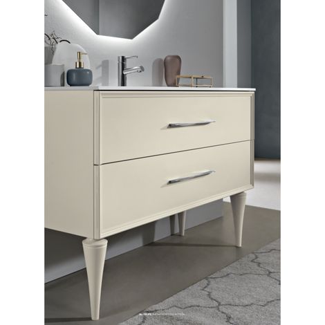 Mobile bagno moderno 120 cm - Avorio Opaco - 2 cassetti - Lavabo - CLASSIC (1/5)