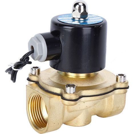 Électrovanne magnétique pneumatique normalement fermée, 2 voies, 2 positions, 1 pouce, en laiton, 12 V CC