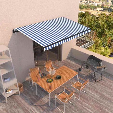 Store banne-Auvent rétractable automatique 450x350 cm Bleu et blanc (1/5)