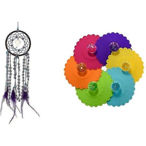 Horloge attrape-rêves avec plume, décoration murale tendance pour voiture avec 6 adorables horloges en silicone (1/4)