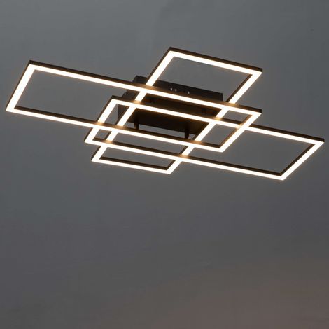 Kosilum – Plafonnier LED dimmable 3000K – Design futuriste triple rectangle – Télécommande pour intensité lumineuse personnalisée