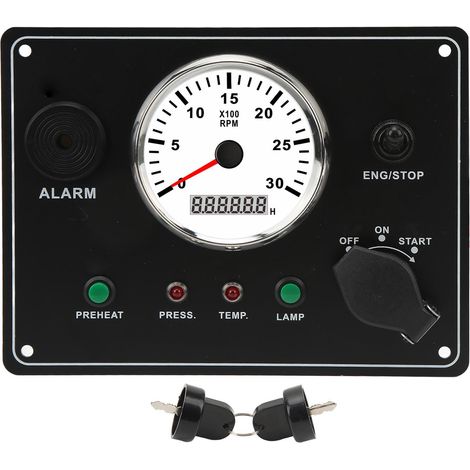 Panneau de tachymètre multifonction 3000 tr/min, pression d'huile, alarme de température de l'eau, jauge de moteur 12V
