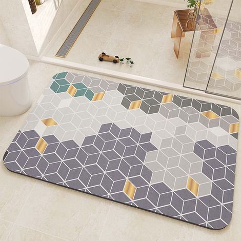 Tapis De Bain En Diatomée - Absorbant Rapide Et Anti-dérapant - Pour Salle De Bain Douche Lavabo Ou Toilettes - 40 X 60 Cm - 1 Pièce (1/5)