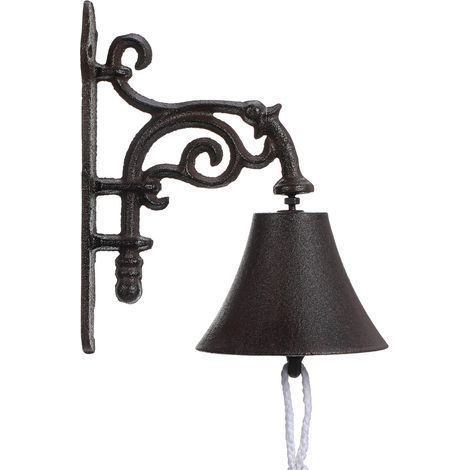 Grande cloche de repas d'extérieur en fonte — Cloche suspendue robuste et rustique de style vintage — Son clair — Fixation murale (Style classique) (1/4)