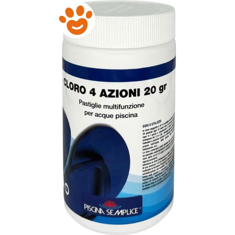 Lapi Piscina Semplice - Cloro 4 Azioni in Pastiglie Multifunzione 20 Grammi - Confezione 1 Kg - TRATTAMENTO Acqua