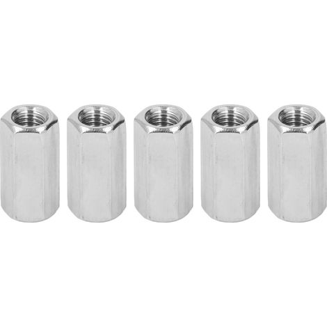 Lot de 5 écrous de raccordement hexagonaux en acier inoxydable 304, connecteurs de tige à filetage M12, accessoires de fixation (1/5)