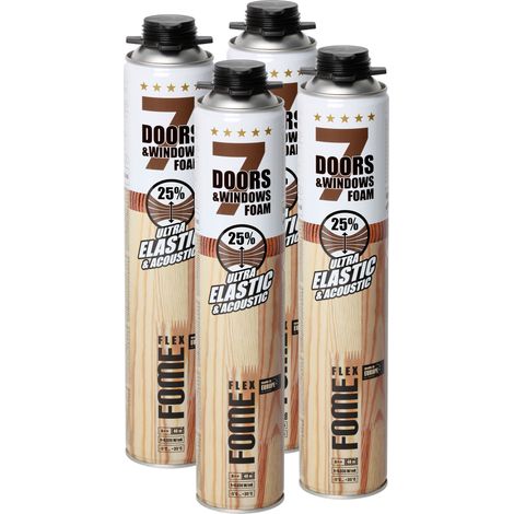 Mousse polyuréthane élastique FOME FLEX 7 Doors & Windows – montage portes & fenêtres, isolation & étanchéité – 750 ml – Lot de 4 pièces (1/5)