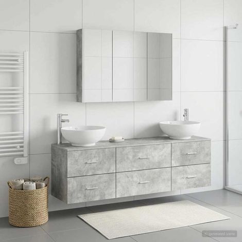 vidaXL Bathroom Furniture Set 4 pcs Concrete Grey (1/5)